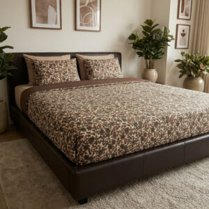 duvet reversible floreado de estamapado nude, cafe y verde/reverso: chocolate