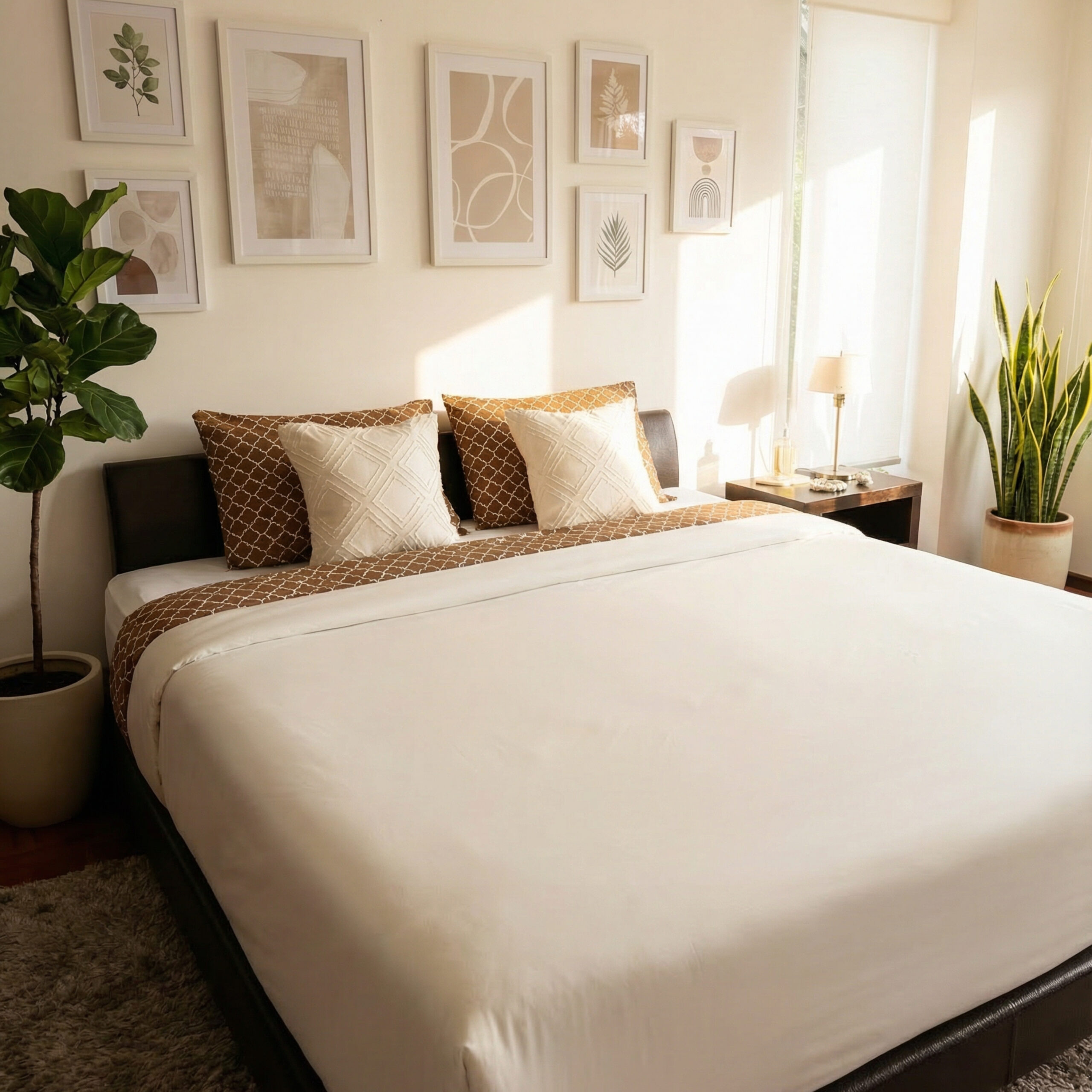 duvet reversible clásico de estampado blanco y café/reverso: blanco duvet reversible clásico de estampado blanco y café/reverso: blanco