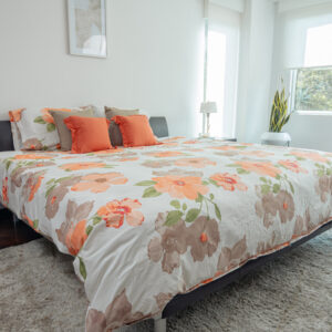duvet elemental blanco con flor coral