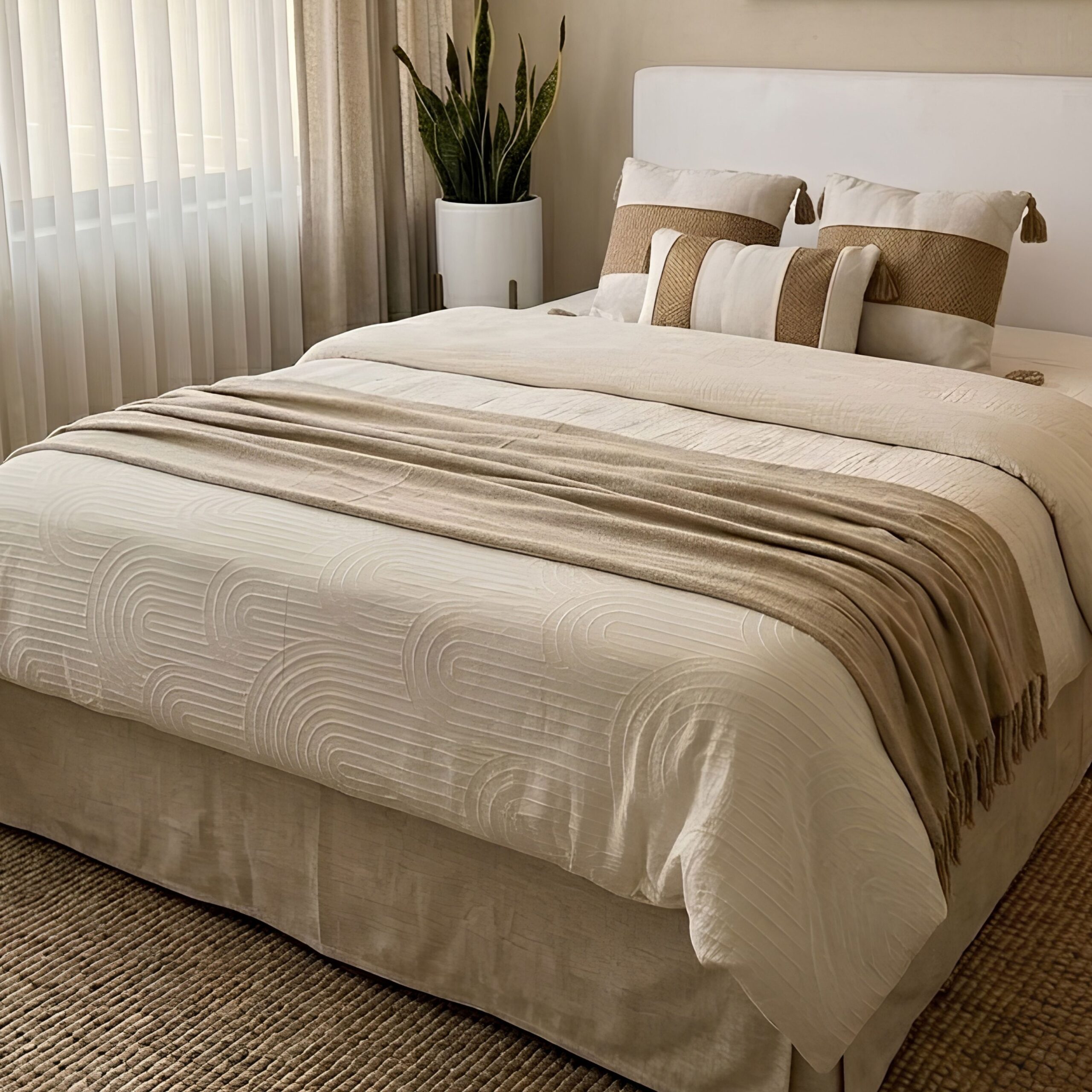 306 frazada tejida a líneas beige 306 frazada tejida a líneas beige